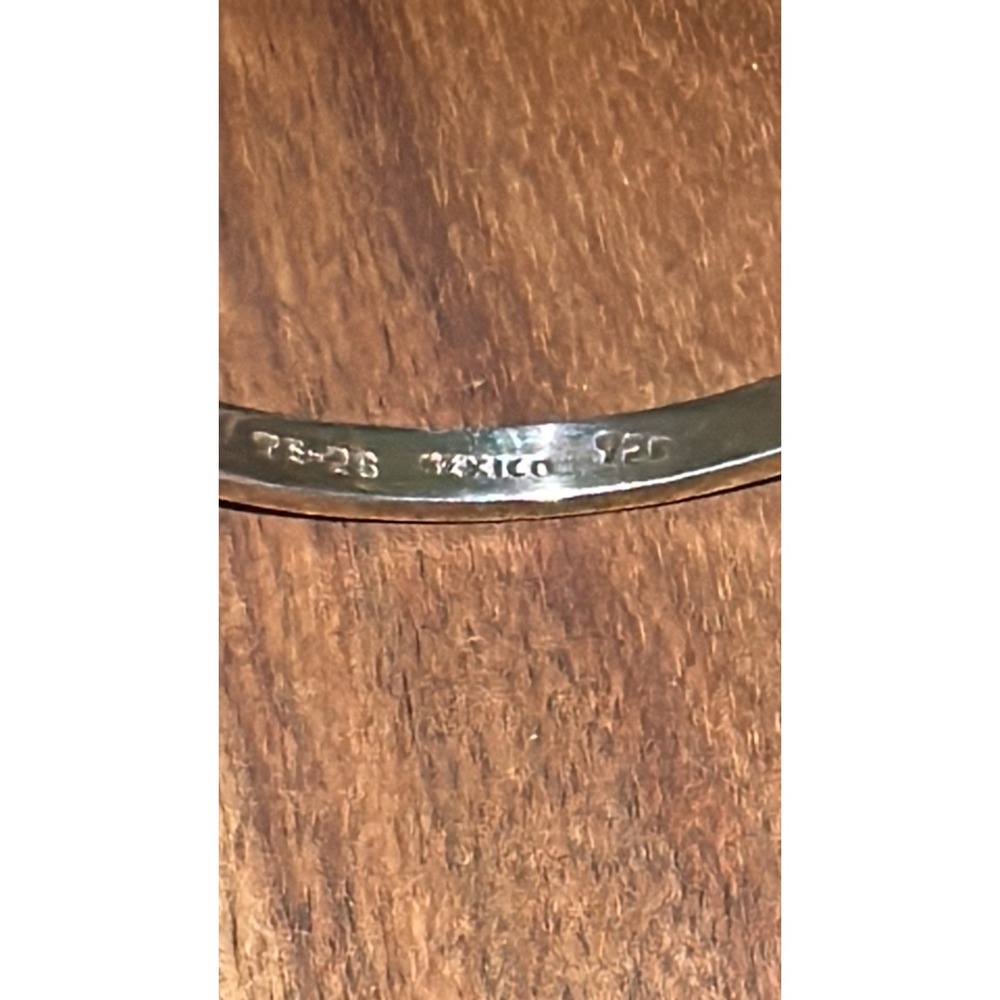 VINTAGE MEXICAN STERLING & BRASS BELT BUCKLE BANGLE BRACELET - Picture 4 of 6
